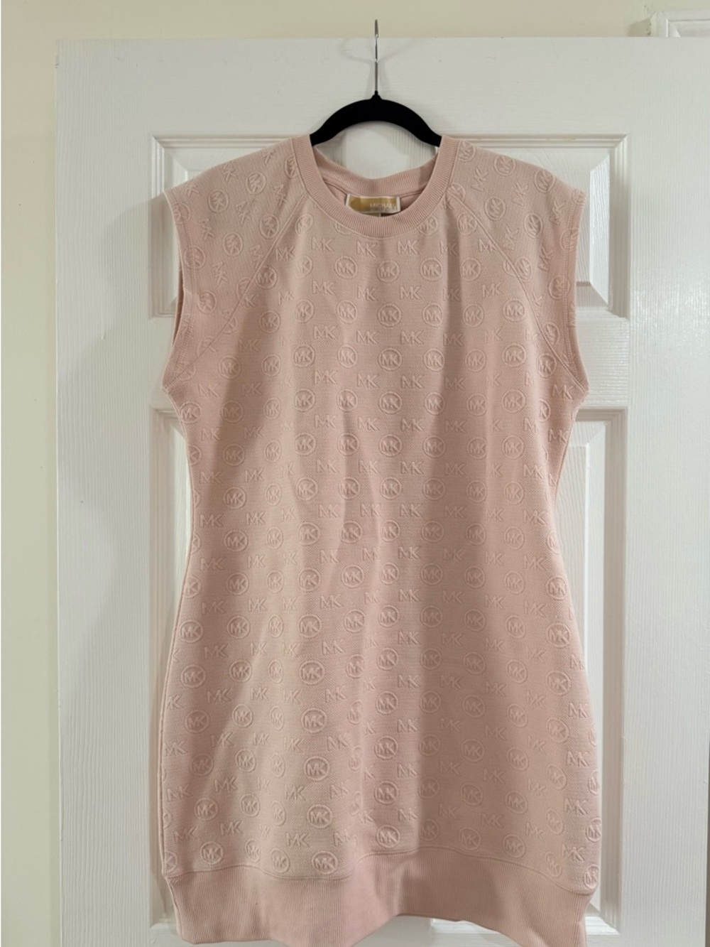 Michael Kors Blush Pink Sleeveless Logo Knit Mini Dress
